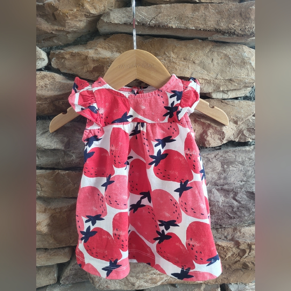Carter's Red Strawberry Print Picnic Dress And Diaper Cover Set